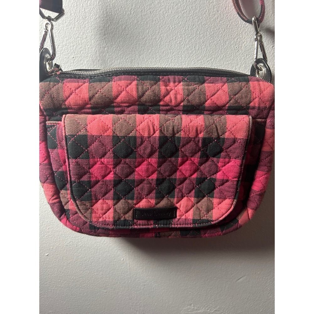 Vera Bradley Plaid‎ Crossbody Bag Pink Black Quilted Shoulder Bag